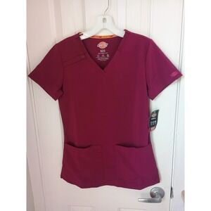 Dickies Scrubs Top Maroon Women's XXS Nwt